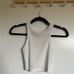 cropped white ribbed tank